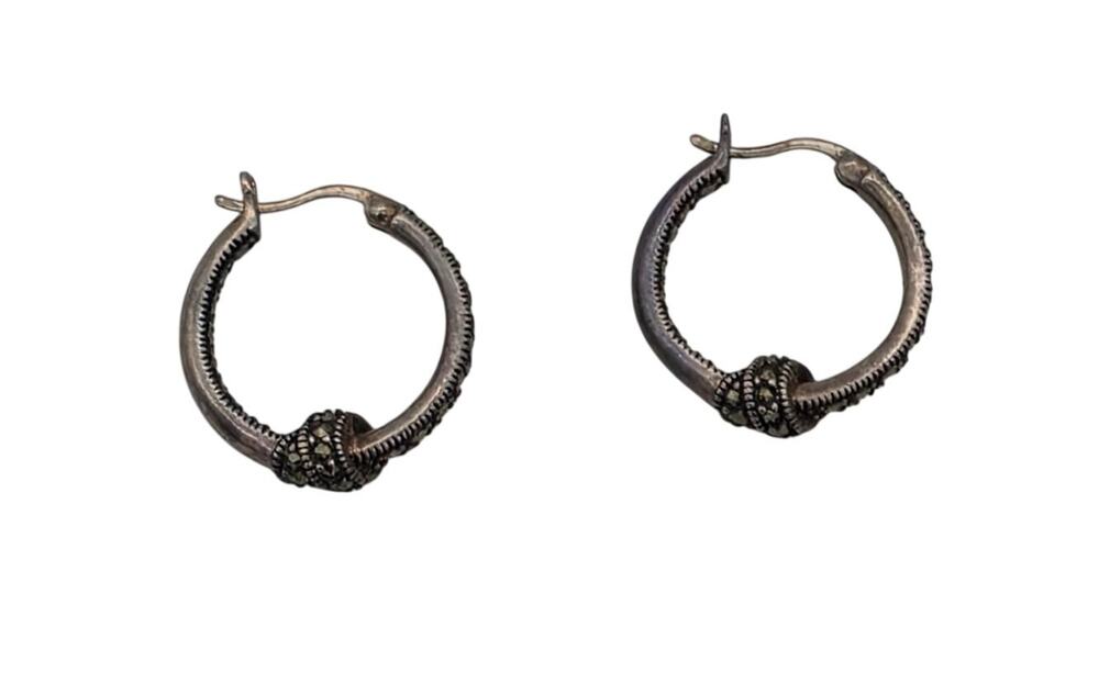 Vintage Sterling Silver 925 Hoop Earrings